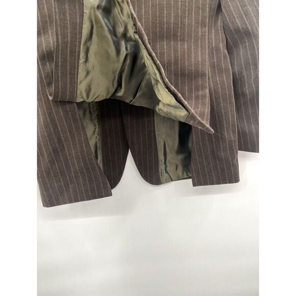 Banana Republic 38S Chalk Stripe Flannel 100% Cotton Stretch Tweed Suit Jacket - Picture 6 of 13